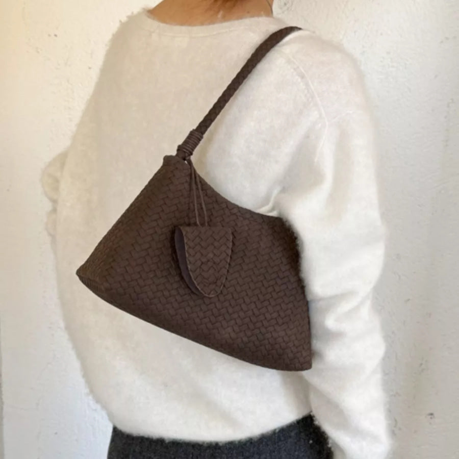 Woven Texture Shoulder Bag Brown / onesize Apparel and Accessories