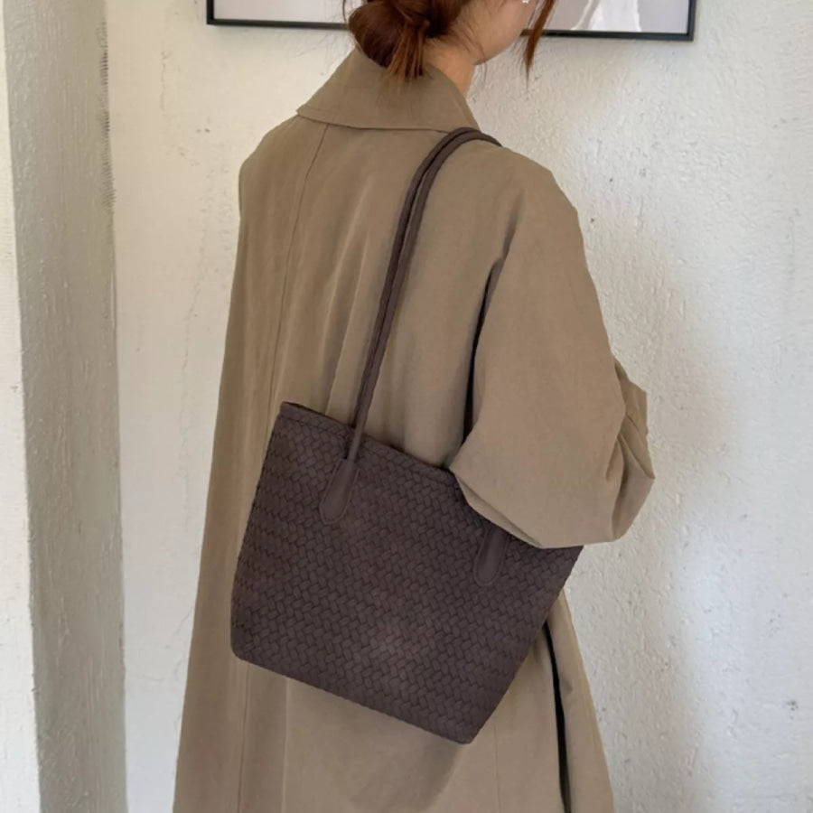 Woven Texture Shoulder Bag Brown / onesize Apparel and Accessories