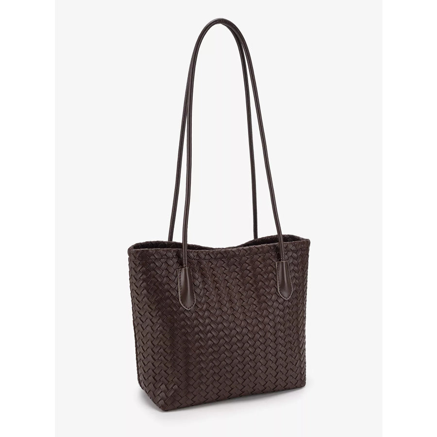 Woven Texture Shoulder Bag Coffee Brown / onesize Apparel and Accessories