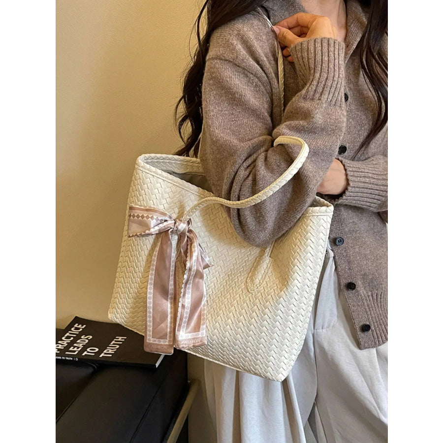 Woven Texture Shoulder Bag Off-white / One Size Apparel and Accessories