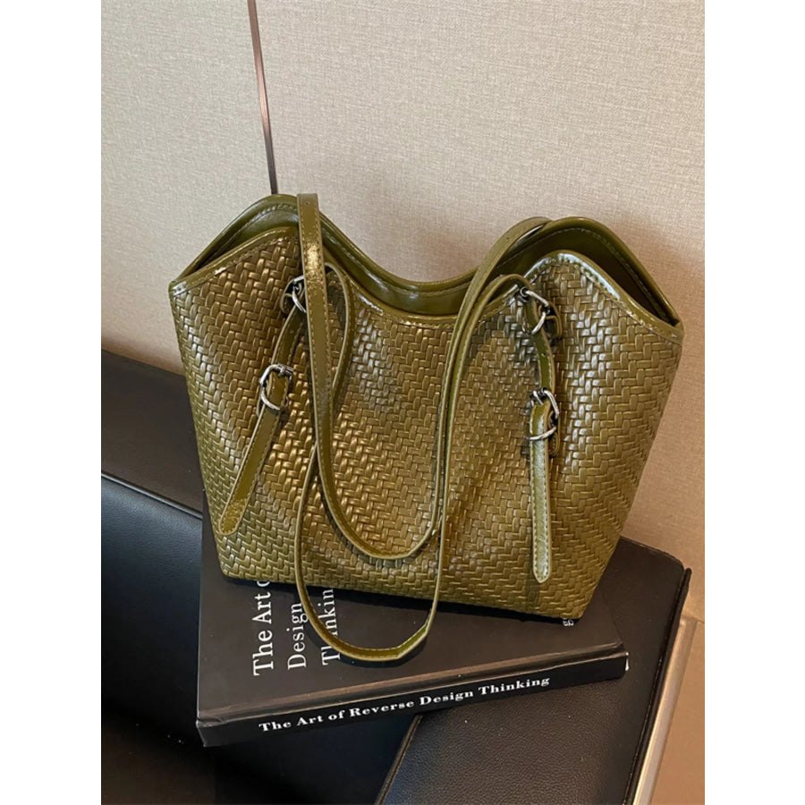 Woven Texture Tote Bag Green / onesize Apparel and Accessories