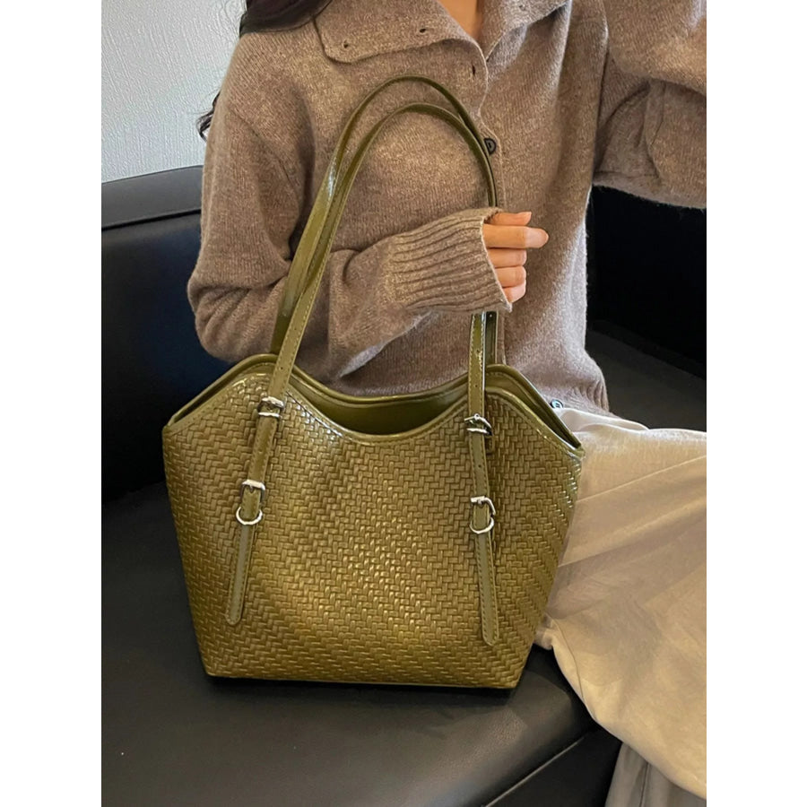 Woven Texture Tote Bag Green / onesize Apparel and Accessories