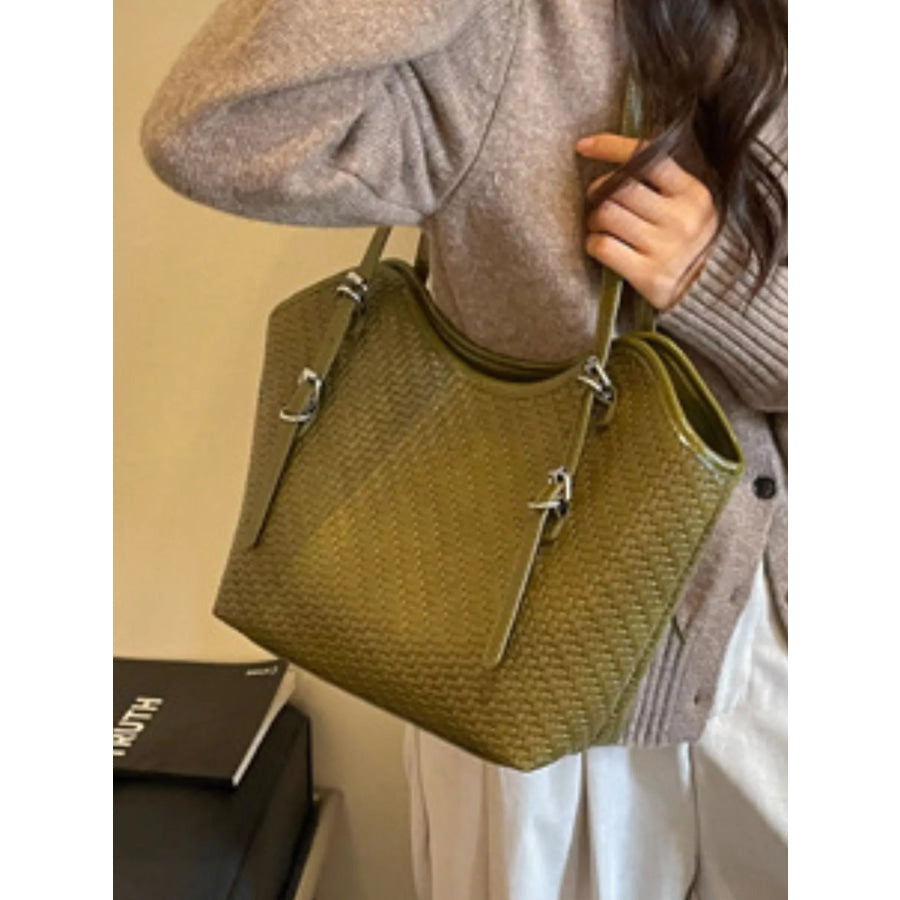 Woven Texture Tote Bag Green / onesize Apparel and Accessories