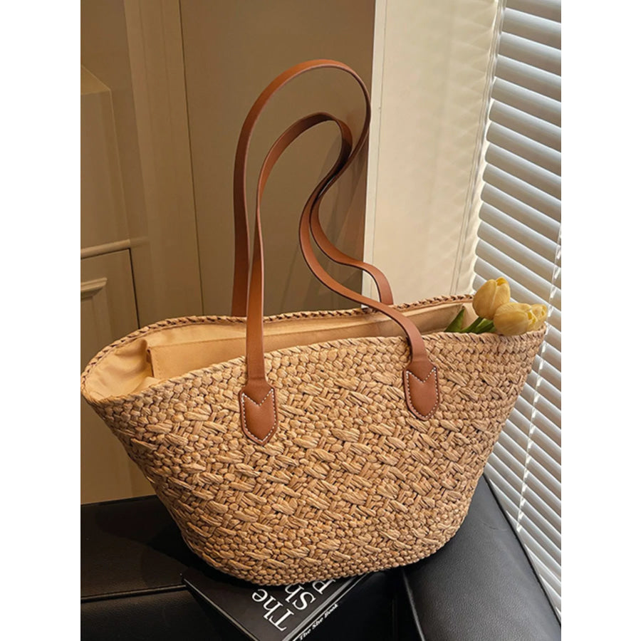 Woven Tote Shoulder Bag Caramel / onesize Apparel and Accessories