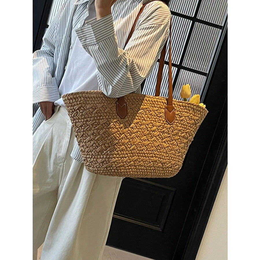 Woven Tote Shoulder Bag Caramel / onesize Apparel and Accessories