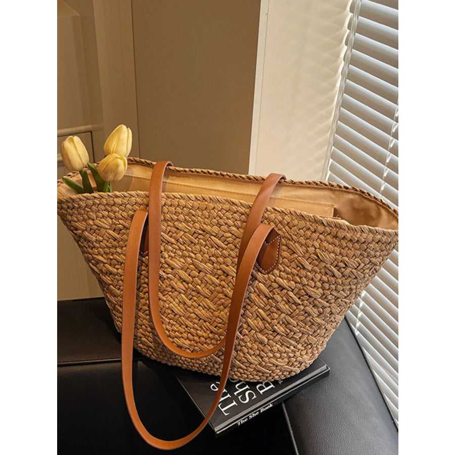 Woven Tote Shoulder Bag Caramel / onesize Apparel and Accessories