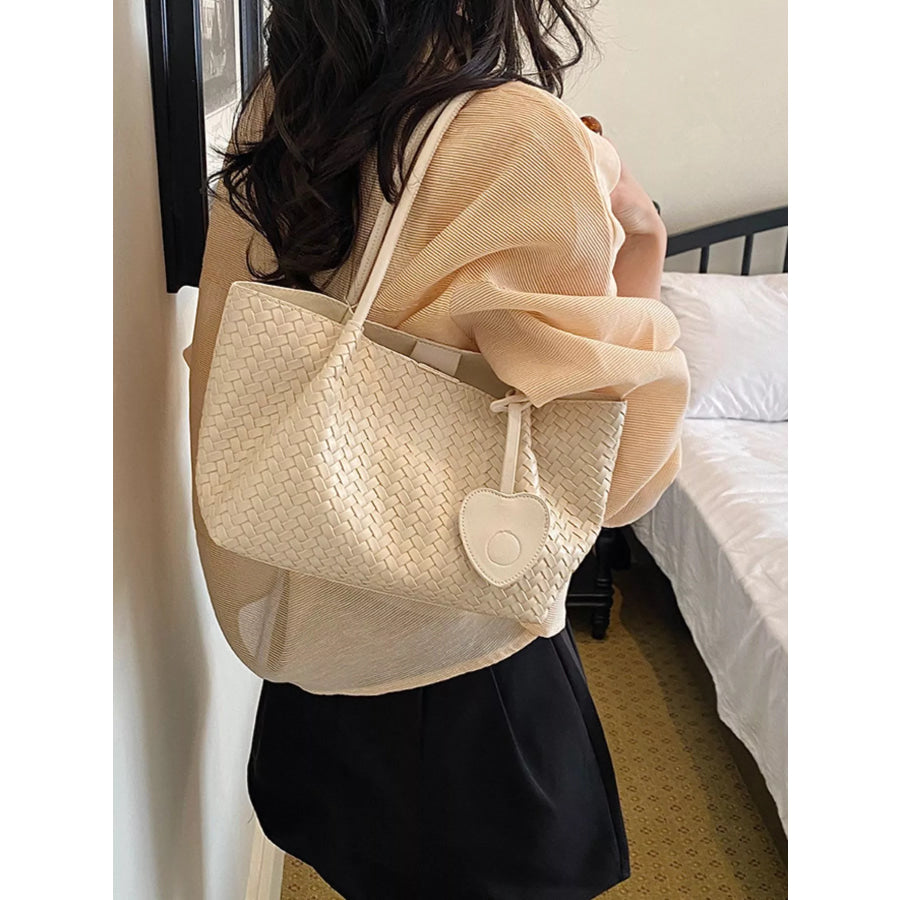 Woven Tote Shoulder Bag Off-white / onesize Apparel and Accessories