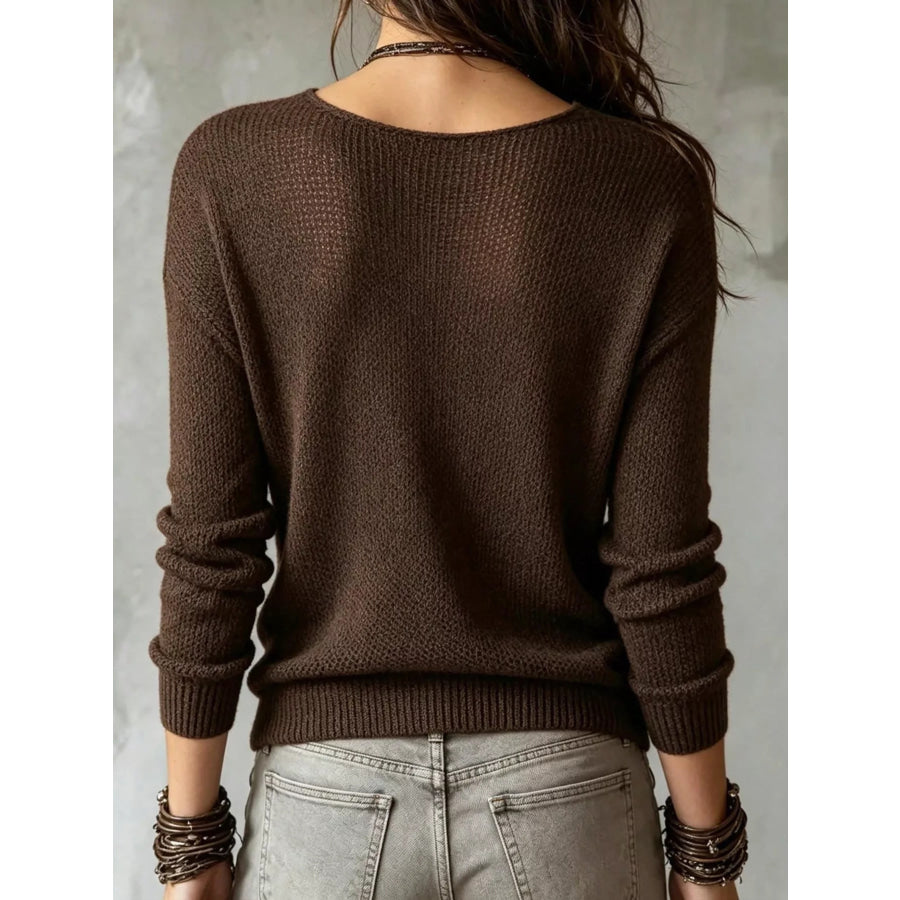 Wrap-Front Dropped Shoulder Sweater Apparel and Accessories