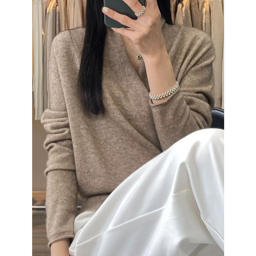 Wrap-Front Long Sleeve Sweater Apparel and Accessories