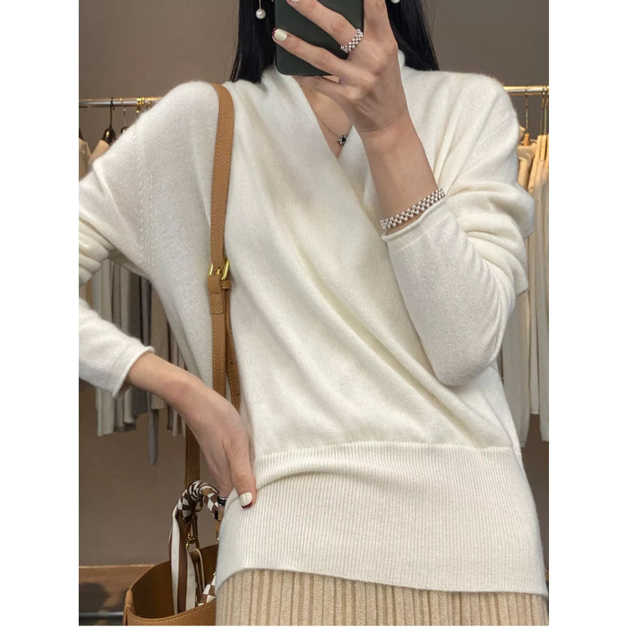 Wrap-Front Long Sleeve Sweater Apparel and Accessories
