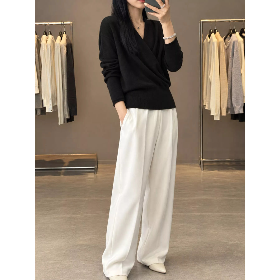 Wrap-Front Long Sleeve Sweater Apparel and Accessories