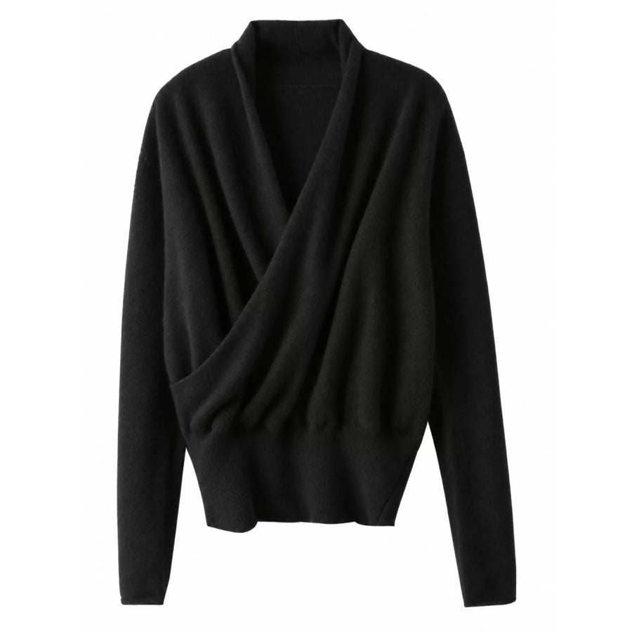 Wrap-Front Long Sleeve Sweater Apparel and Accessories