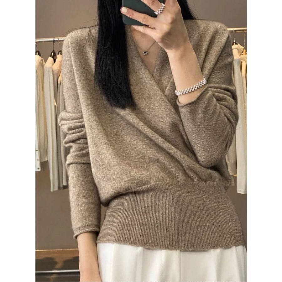 Wrap-Front Long Sleeve Sweater Apparel and Accessories