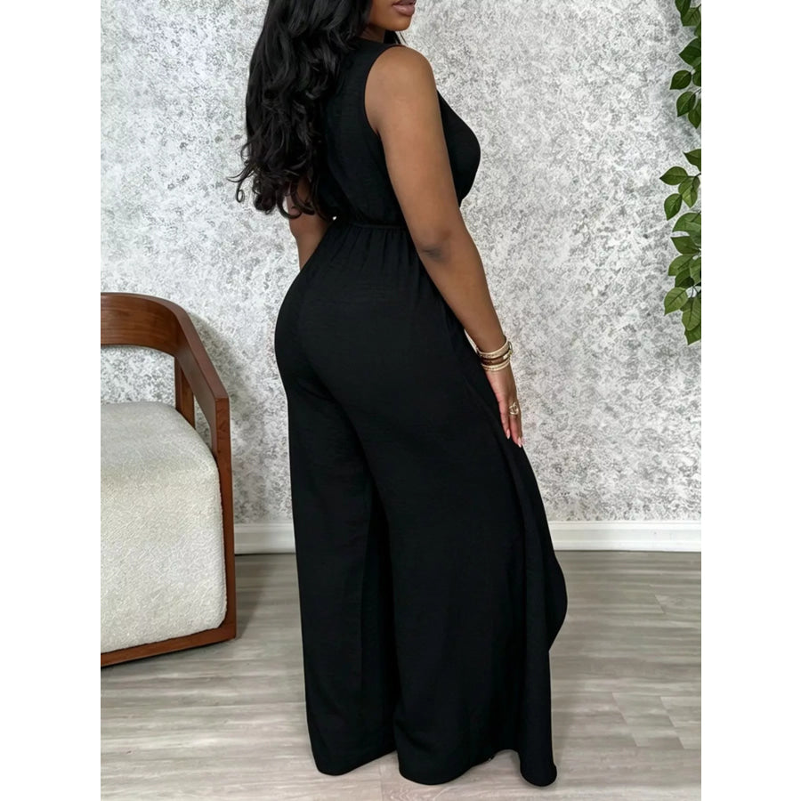 Wrap Front Wide Leg Jumpsuit Apparel and Accessories