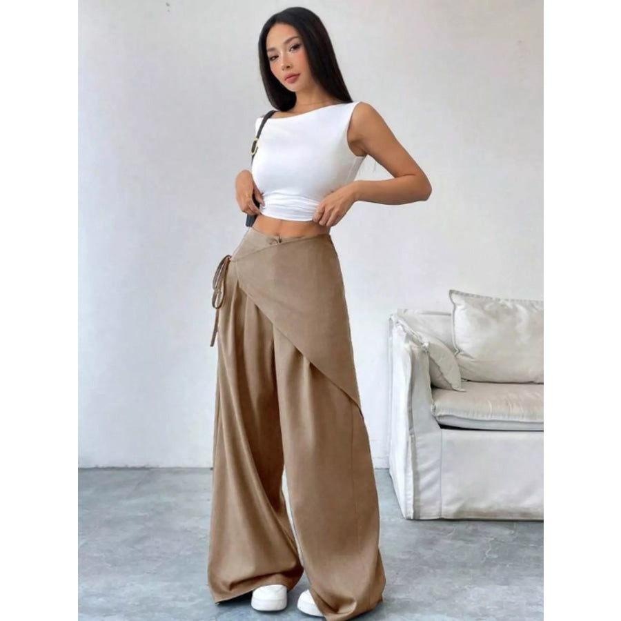 Wrap-Front Wide-Leg Pants Apparel and Accessories