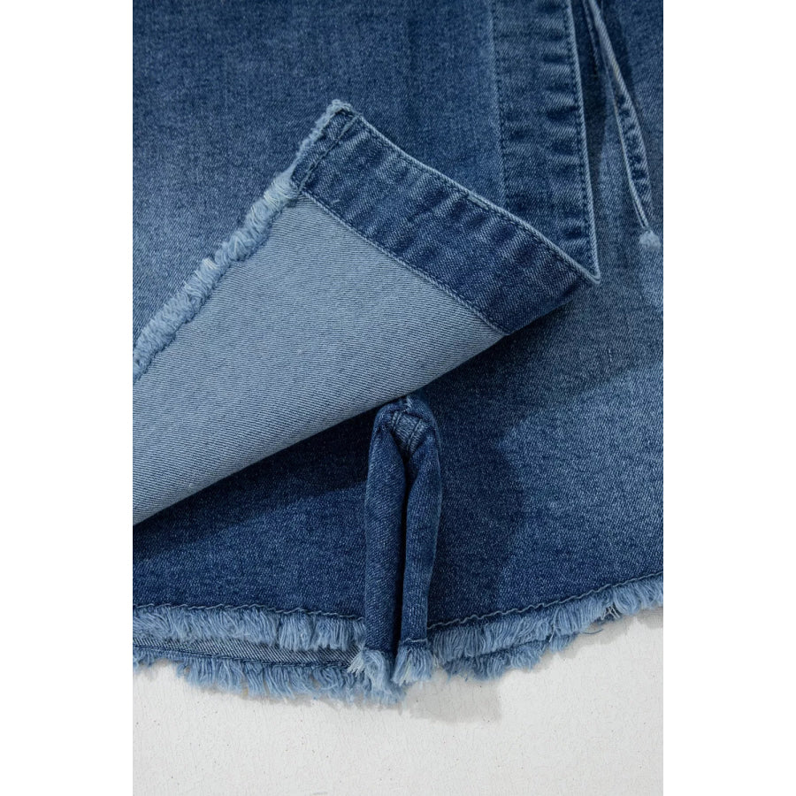 Wrapped Tied Waist Denim Skort Apparel and Accessories