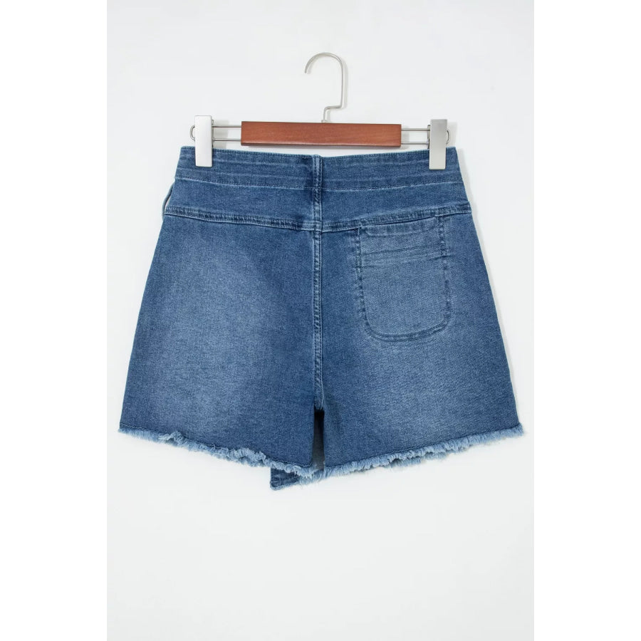 Wrapped Tied Waist Denim Skort Apparel and Accessories