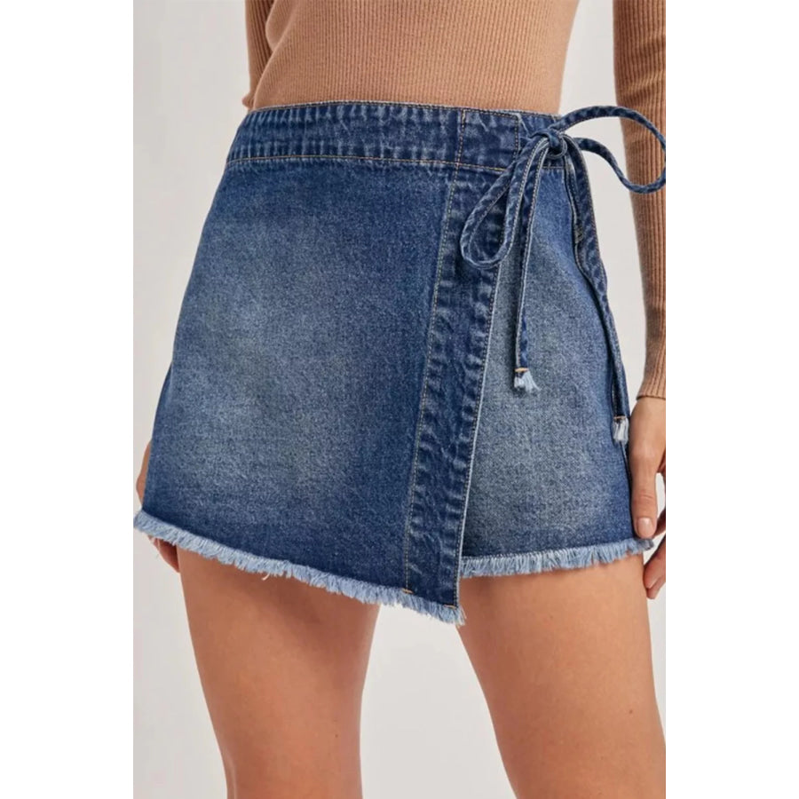 Wrapped Tied Waist Denim Skort Medium / 4 Apparel and Accessories