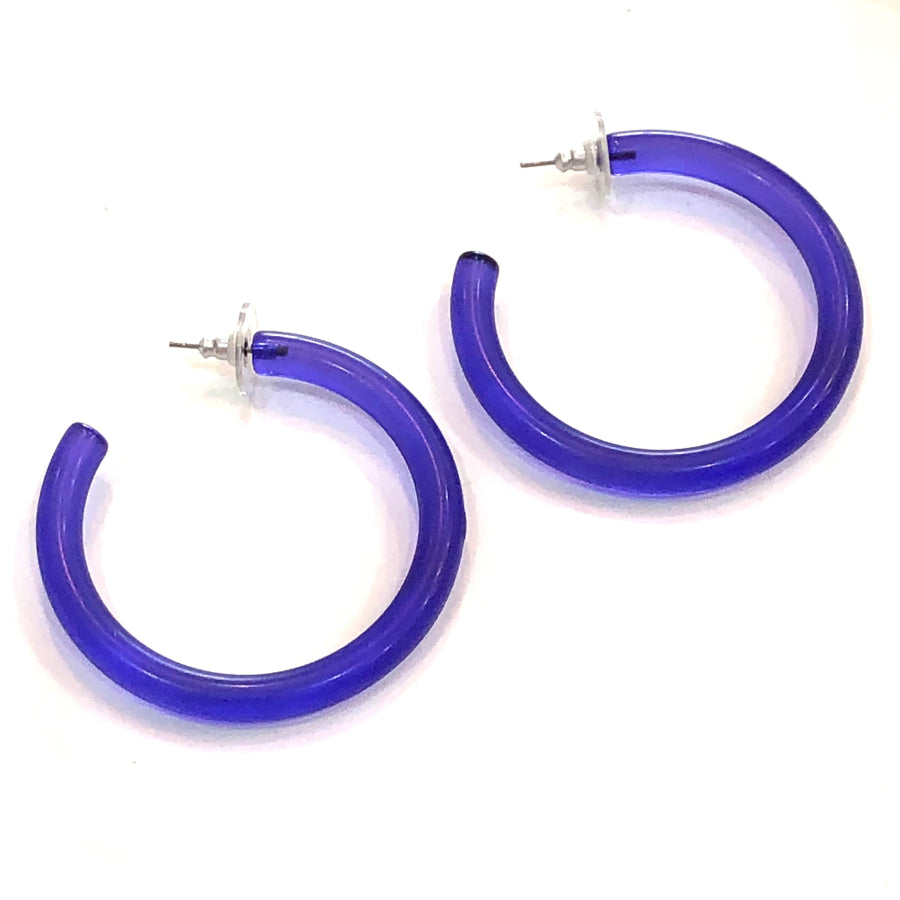 XL Jelly Hoop Earrings - 2 inch Cobalt Hoops