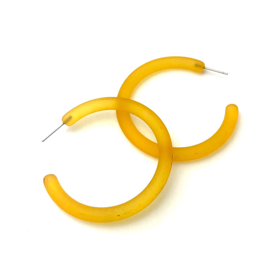 XL Jelly Hoop Earrings - 2 inch Golden Yellow Frosted Hoops