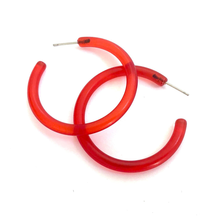 XL Jelly Hoop Earrings - 2 inch Red Hoops