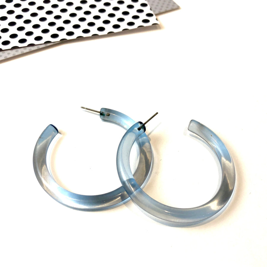 XL Jelly Hoop Earrings - 2 inch Slate Blue Hoops
