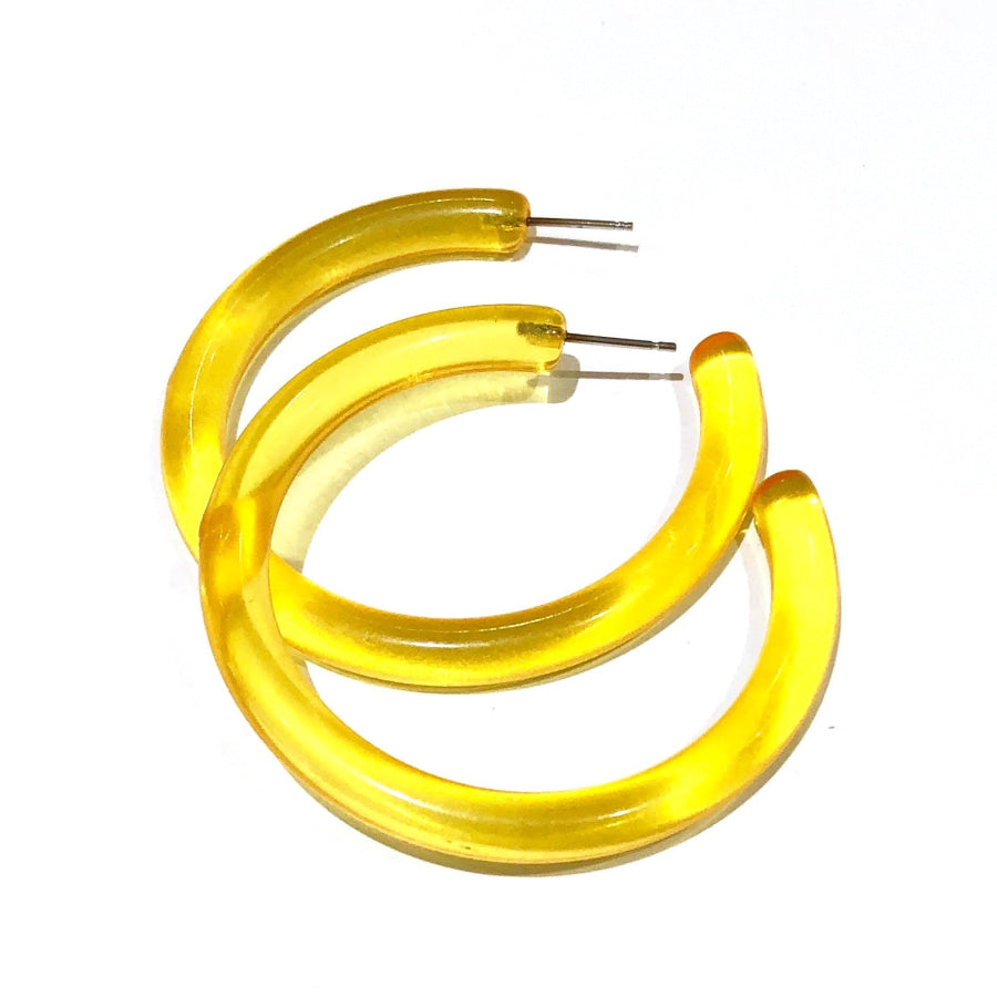 XL Jelly Hoop Earrings - 2 inch Yellow Hoops