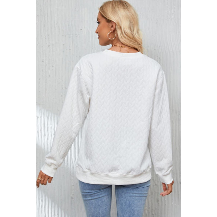 XOXO Heart Round Neck Dropped Shoulder Sweatshirt Apparel and Accessories