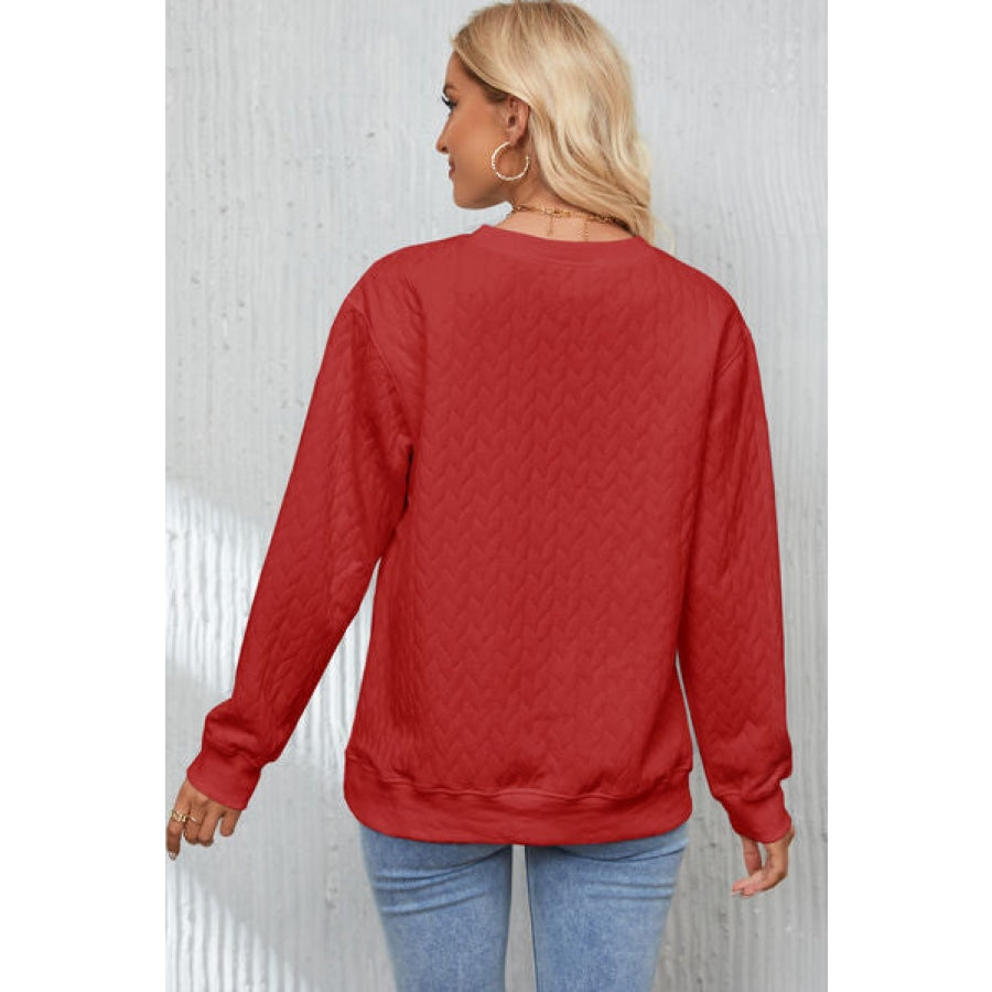 XOXO Heart Round Neck Dropped Shoulder Sweatshirt Apparel and Accessories