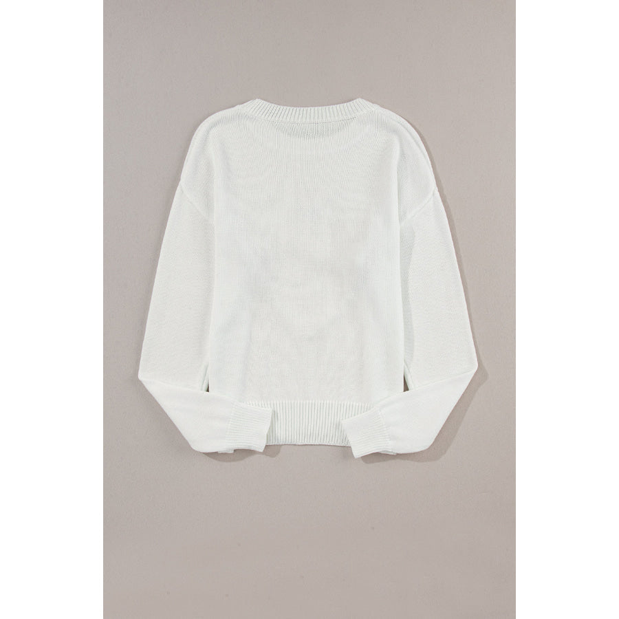 XOXO Round Neck Drop Shoulder Sweater Apparel and Accessories