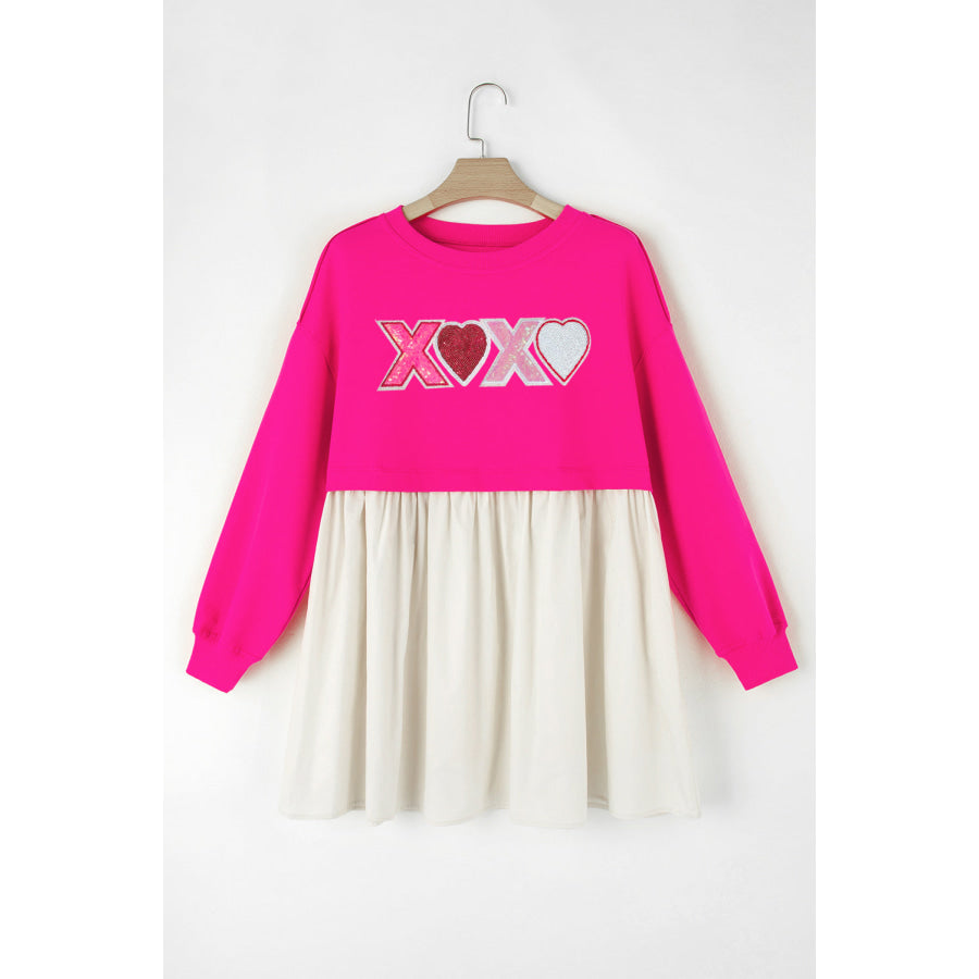 XOXO Sequin Heart Long Sleeve Dress Apparel and Accessories