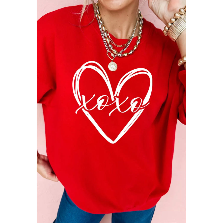 XOXO Valentines Heart Sketch Printed Pullover Sweatshirt Apparel and Accessories