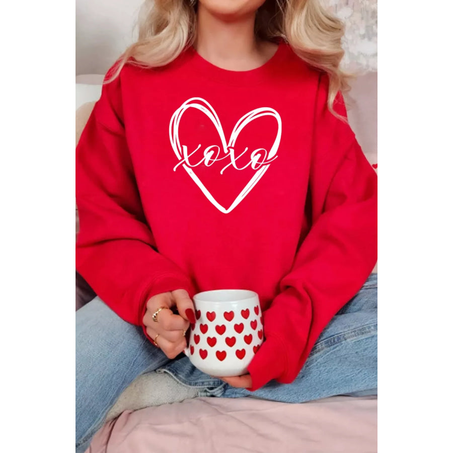 XOXO Valentines Heart Sketch Printed Pullover Sweatshirt Apparel and Accessories