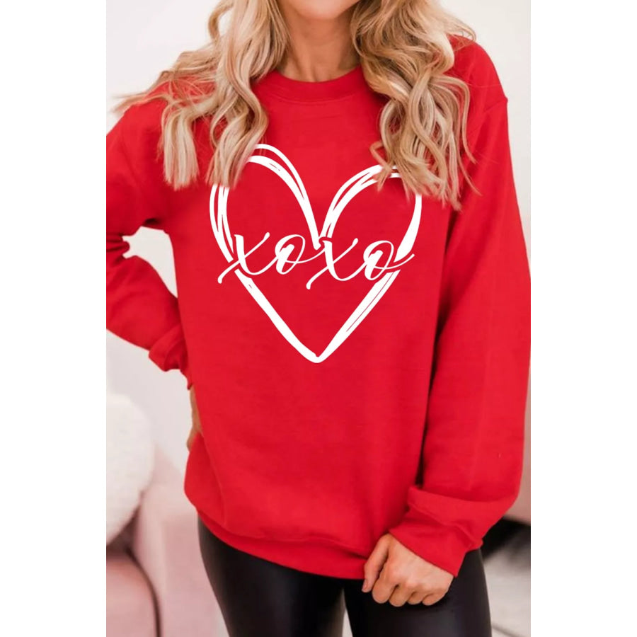 XOXO Valentines Heart Sketch Printed Pullover Sweatshirt Apparel and Accessories