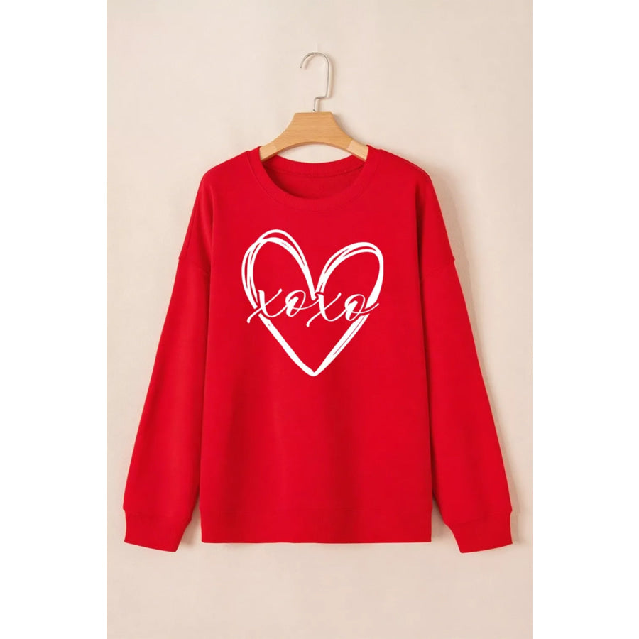 XOXO Valentines Heart Sketch Printed Pullover Sweatshirt Apparel and Accessories