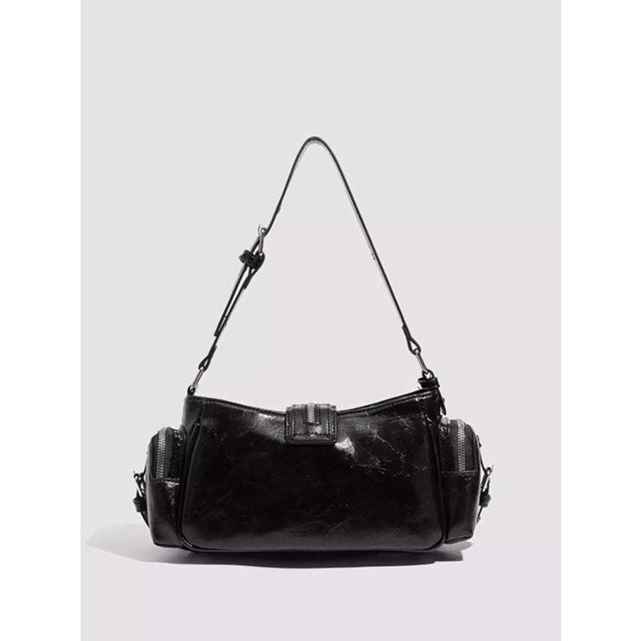 Y2K Style Rivet Embellished Patent Leather Shoulder Bag Black / onesize Apparel and Accessories