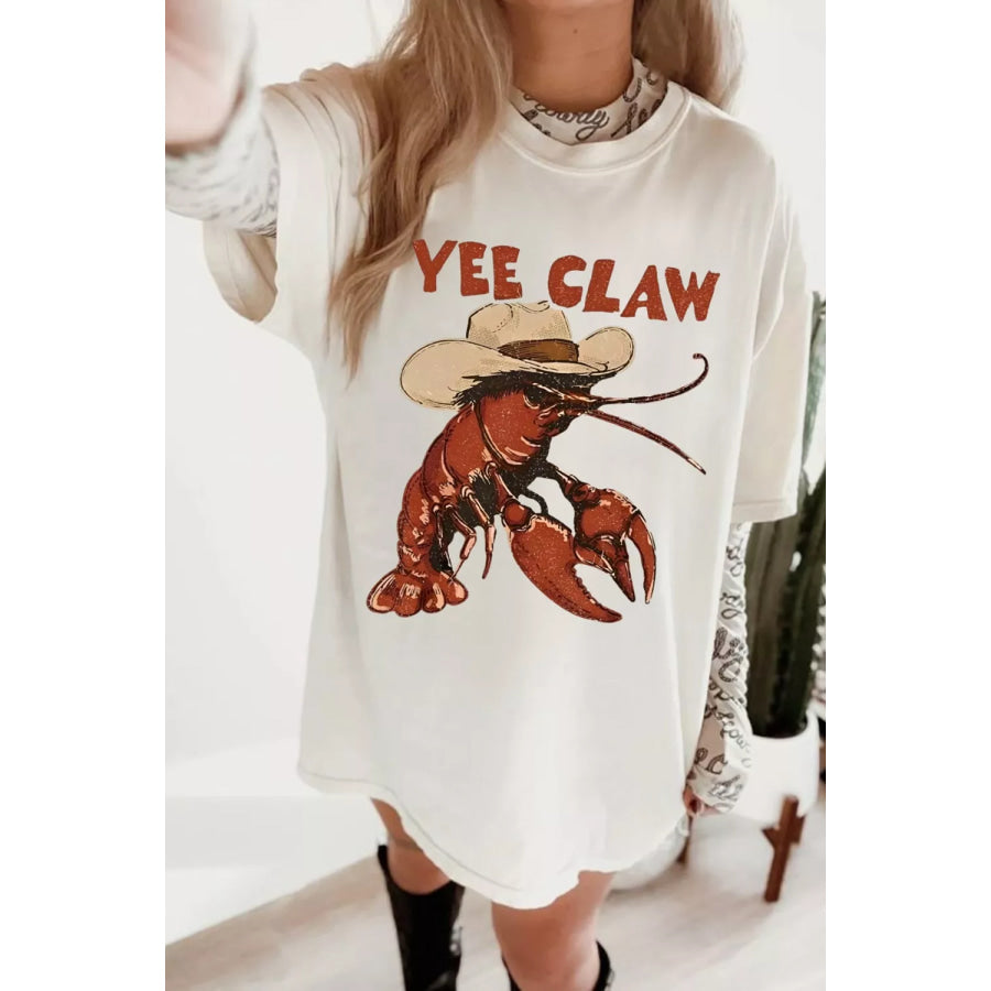 Yee Claw Graphic Round Neck Oversized T-Shirt Apparel and Accessories