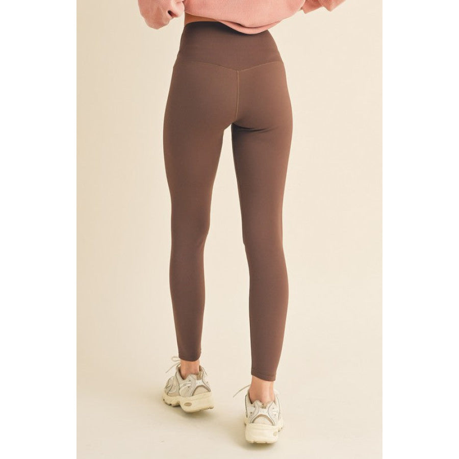 Yelete Full Size Fleece Lined High Waisted Leggings Coffee Brown / S Apparel and Accessories
