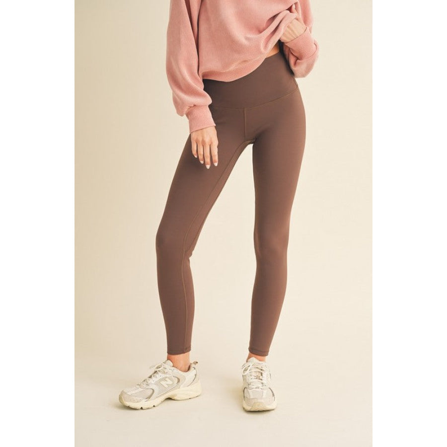 Yelete Full Size Fleece Lined High Waisted Leggings Coffee Brown / S Apparel and Accessories