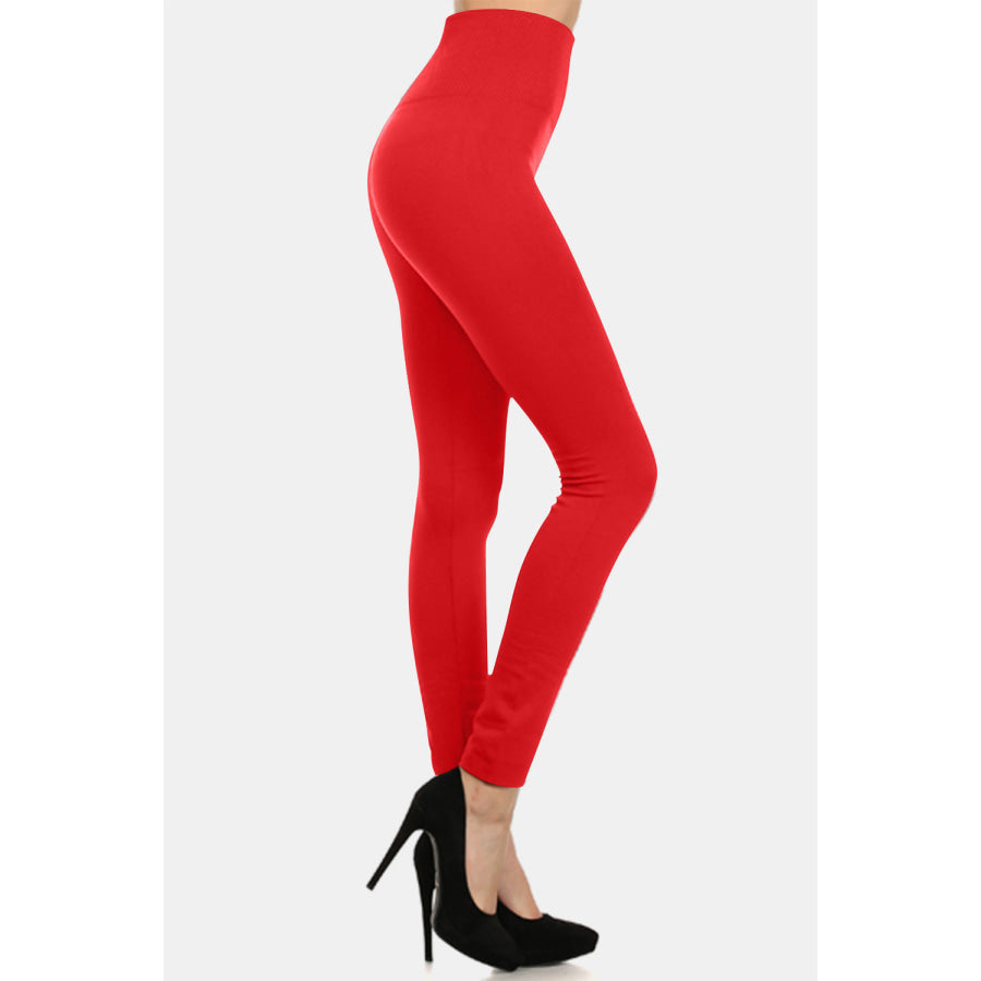 Yelete Full Size Seamless High Waist Fleece Leggings Apparel and Accessories