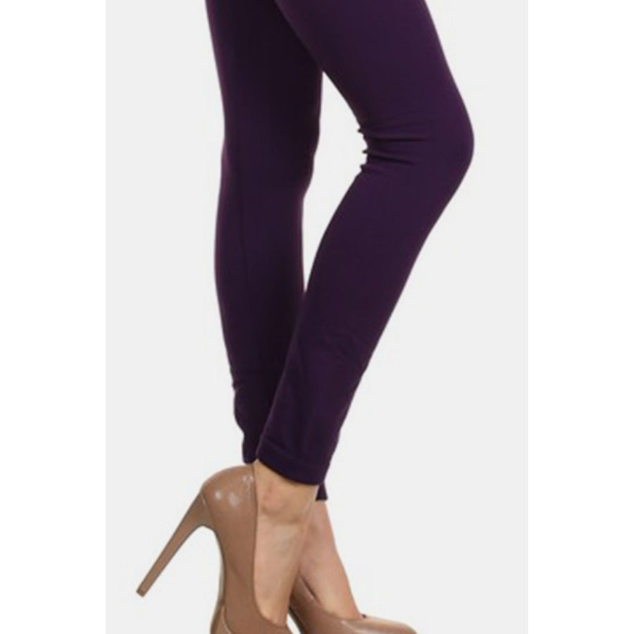 Yelete Seamless High Waist Fleece Leggings Purple / One Size-Regular Apparel and Accessories