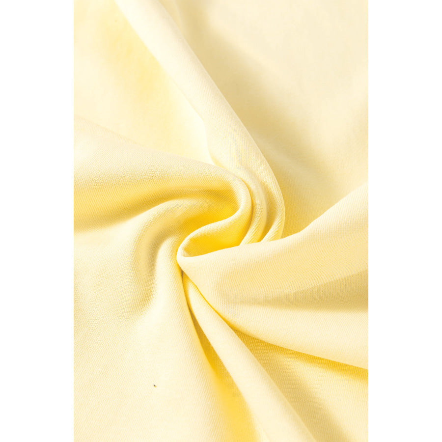Yellow Cream Eyelet Embroidered Lace Splicing Sleeve Loose T Shirt Dress Dresses/Mini Dresses
