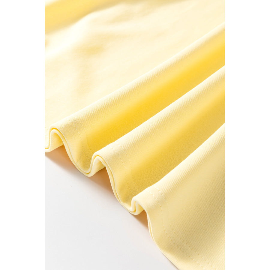 Yellow Cream Eyelet Embroidered Lace Splicing Sleeve Loose T Shirt Dress Dresses/Mini Dresses