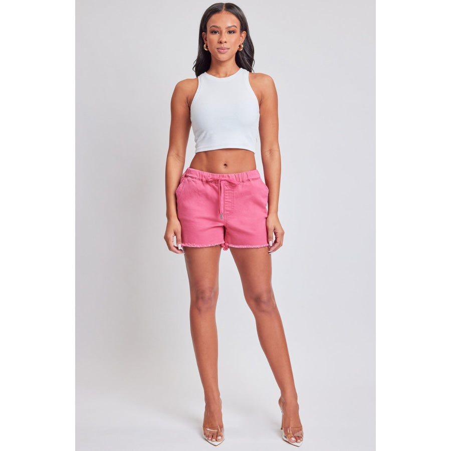 YMI Jeanswear Full Size Drawstring Raw Hem Shorts Apparel and Accessories