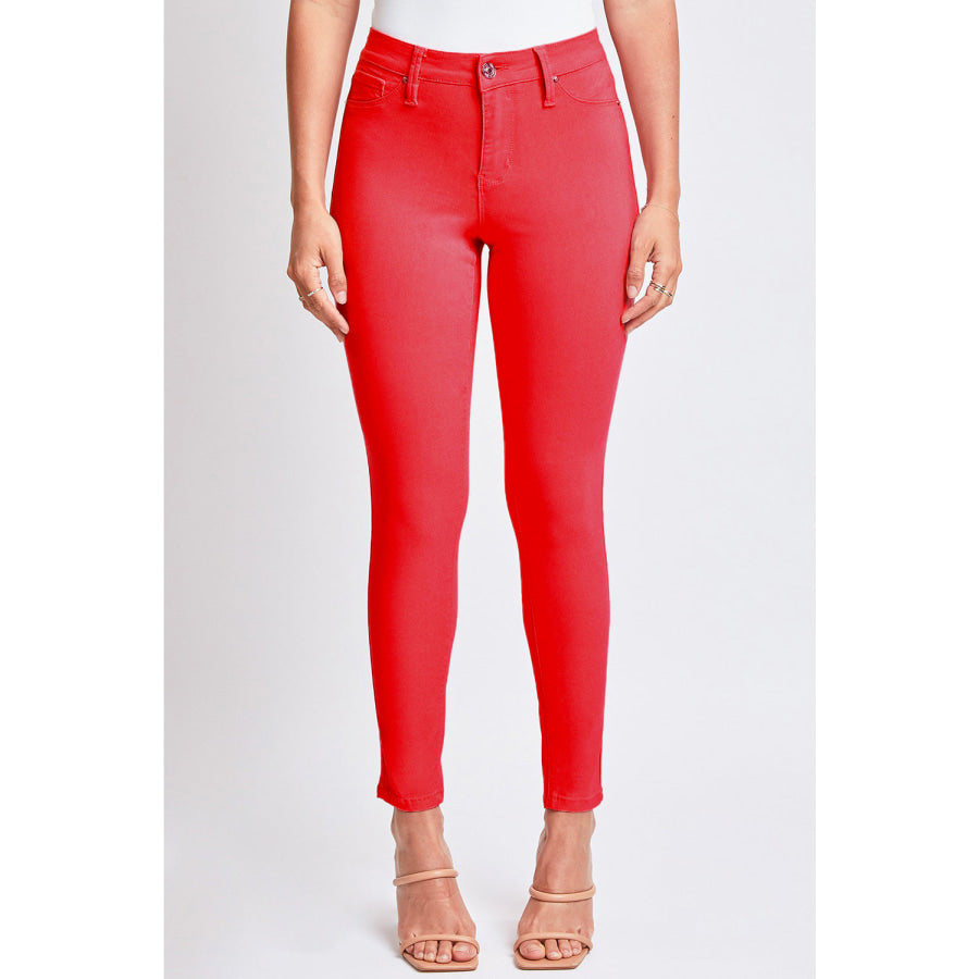 YMI Jeanswear Full Size Hyperstretch Mid - Rise Skinny Jean Ruby Red / S Apparel and Accessories