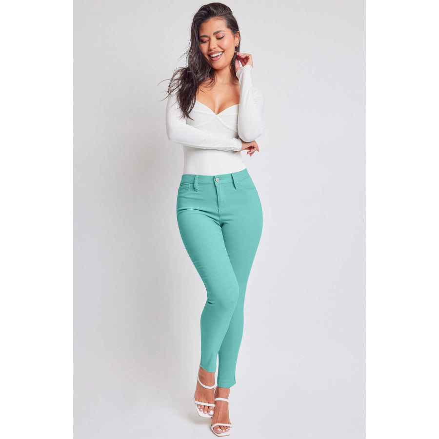 YMI Jeanswear Full Size Hyperstretch Mid-Rise Skinny Pants SeaGreen / S Apparel and Accessories