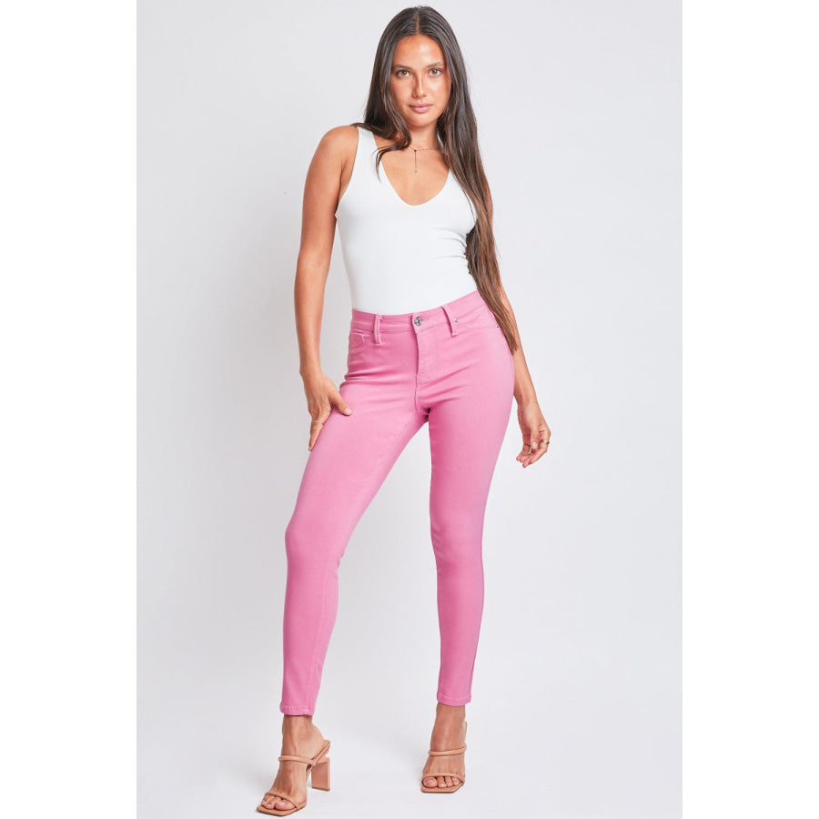 YMI Jeanswear Full Size Hyperstretch Mid - Rise Skinny Pants Flami - Flamingo / S Apparel and Accessories