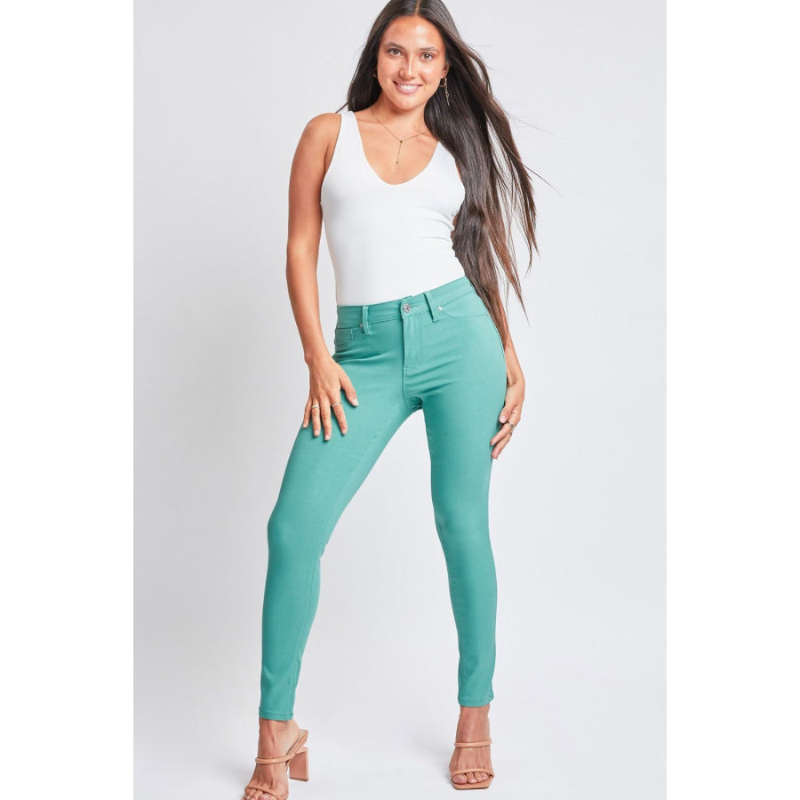 YMI Jeanswear Full Size Hyperstretch Mid-Rise Skinny Pants SeaGreen / S Apparel and Accessories