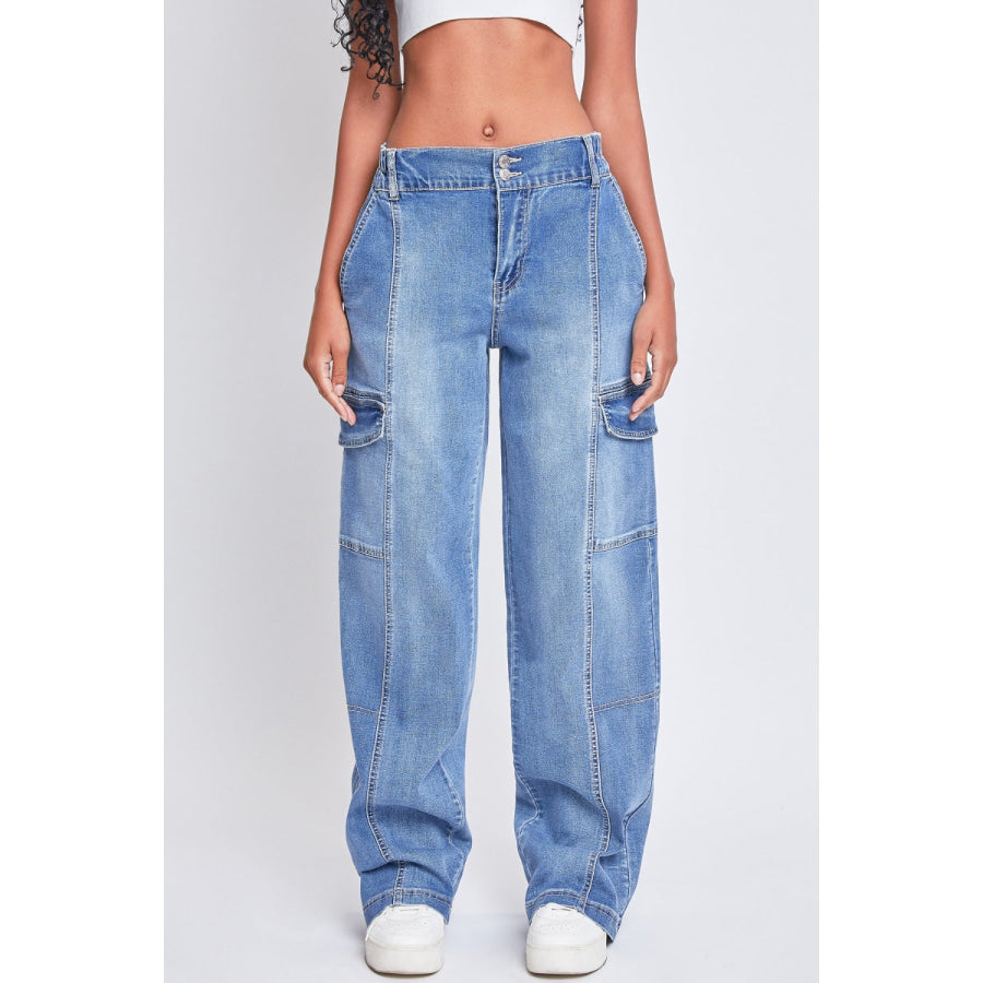 YMI Jeanswear High-Rise Straight Cargo Jeans Apparel and Accessories