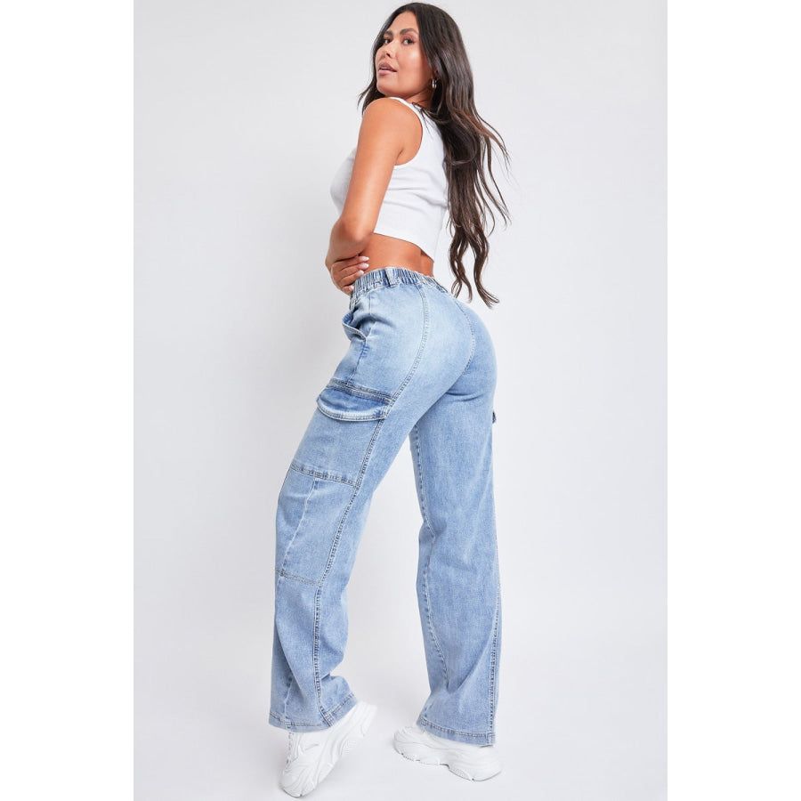 YMI Jeanswear High-Rise Straight Cargo Jeans Apparel and Accessories